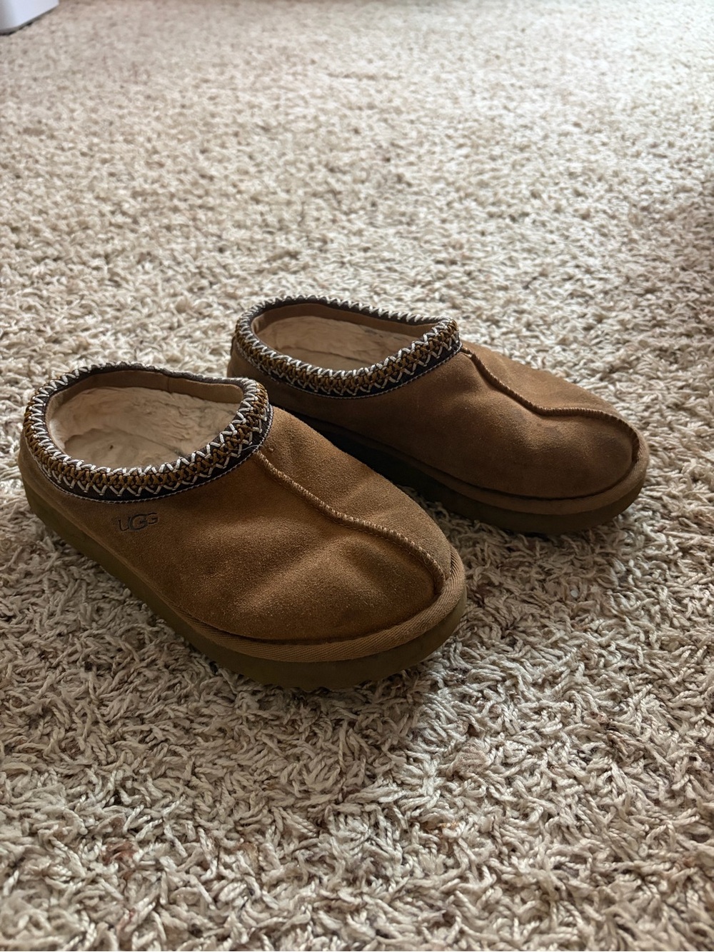 UGG Chestnut Suede Slip-On Shearling Mules